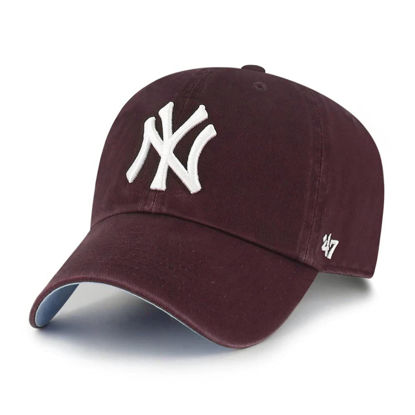 Picture of '47 MLB New York Yankees Ball Park Clean Up Adjustable Hat, Adult One Size Fits All (New York Yankees Maroon Blue)