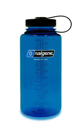 Picture of Nalgene Sustain Tritan BPA-Free Water Bottle Made with Material Derived from 50% Plastic Waste, 32 OZ, Wide Mouth, Slate Blue