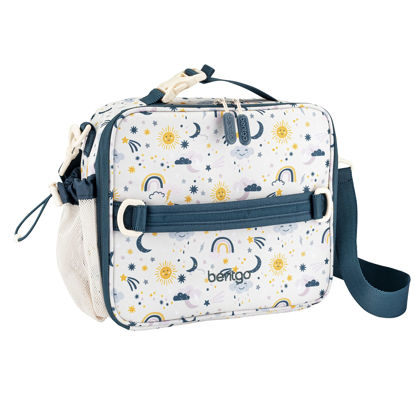 Picture of Bentgo® Kids Lunch Bag - Durable, Double Insulated, Water-Resistant Fabric, Interior & Exterior Zippered Pockets, Water Bottle Holder - Ideal for Children 3+ (Friendly Skies)