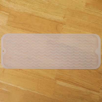 Picture of MicoYang Silicone Dish Drying Mat for Multiple Usage,Easy clean,Eco-friendly,Heat-resistant Silicone Mat for Kitchen Counter,Sink,Bar,Bottle,or Cup Translucent M 17 inches x 6 inches