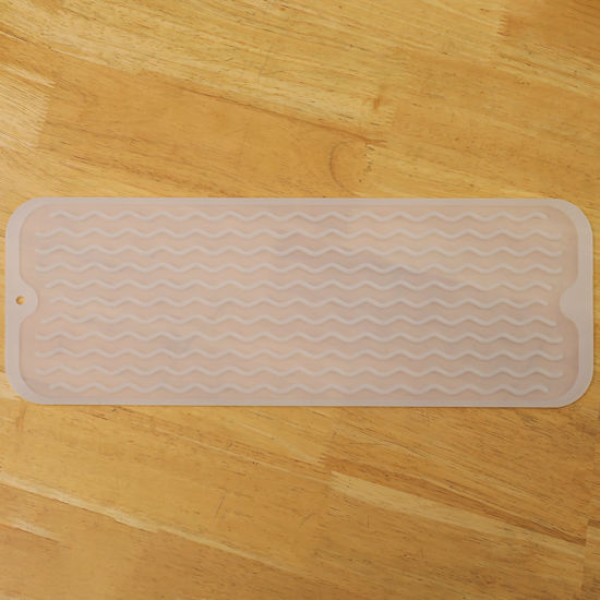 Picture of MicoYang Silicone Dish Drying Mat for Multiple Usage,Easy clean,Eco-friendly,Heat-resistant Silicone Mat for Kitchen Counter,Sink,Bar,Bottle,or Cup Translucent M 17 inches x 6 inches
