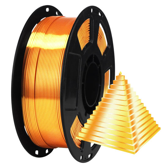 Picture of BBLIFE 1.75mm Silk Metallic Gold Shiny PLA Filament, 1kg 2.2lbs 3D Printing Material, Widely Compatible for FDM 3D Printers, Easy to 3D Print