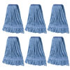 Picture of Matthew Cleaning Heavy Duty Mop Head Commercial Replacement for General and Floor Cleaning , Wet Industrial Blue Cotton Looped End String Head Refill (Pack of 6) Blue