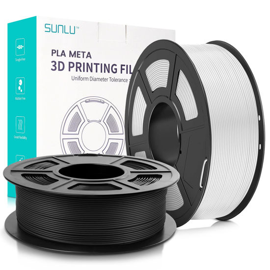 GetUSCart- SUNLU 3D Printer Filament, Neatly Wound PLA Meta Filament  1.75mm, Toughness, Highly Fluid, Fast Printing for 3D Printer, Dimensional  Accuracy +/- 0.02 mm (2.2lbs), 2KG, Black+White