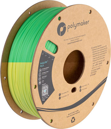 Picture of Polymaker Green to Lime PLA Filament 1.75mm Color Changing with Temperature PLA 3D Printer Filament 1kg - PolyLite 1.75 PLA Filament Temperature Color Change 2 Colors