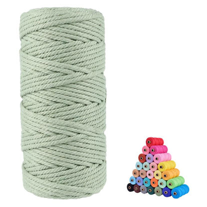 Picture of flipped 100% Natural Macrame Cotton Cord,3mm x109 Yard Twine String Cord Colored Cotton Rope Craft Cord for DIY Crafts Knitting Plant Hangers Christmas Wedding Décor (Light Green&Sage, 3mm*109yards)