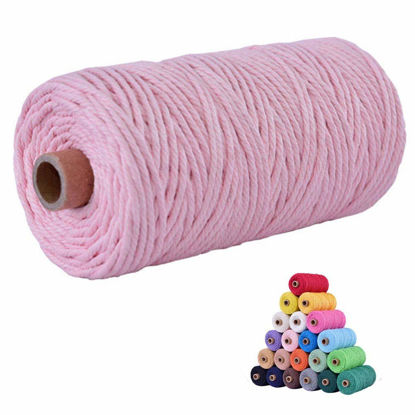 Picture of flipped 100% Natural Macrame Cotton Cord,3mm x109 Yard Twine String Cord Colored Cotton Rope Craft Cord for DIY Crafts Knitting Plant Hangers Christmas Wedding Décor (Light Pink, 3mm*109yards)