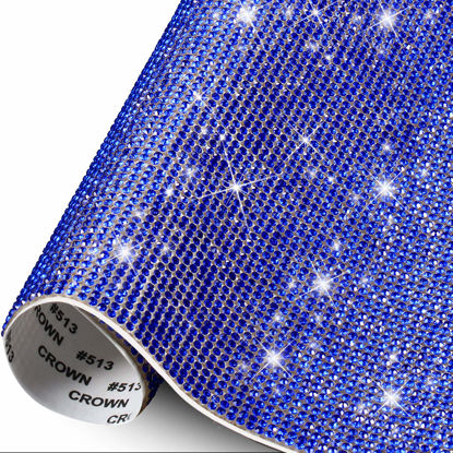 Picture of 12000 Pieces Bling Bling Rhinestone Sheet Rhinestones Sticker DIY Car Decoration Sticker Self Adhesive Glitter Rhinestones Crystal Gem Stickers for Car Decoration, 9.4 x 7.9 Inch (Royal Blue)