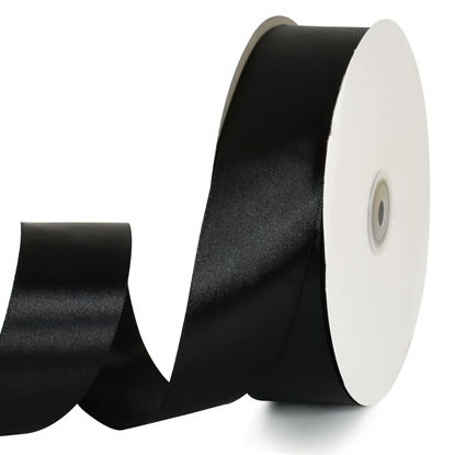 Picture of TONIFUL 1-1/2 Inch (40mm) x 100 Yards Black Wide Satin Ribbon Solid Fabric Ribbon for Gift Wrapping Chair Sash Valentine's Day Wedding Birthday Party Decoration Hair Floral Craft Sewing