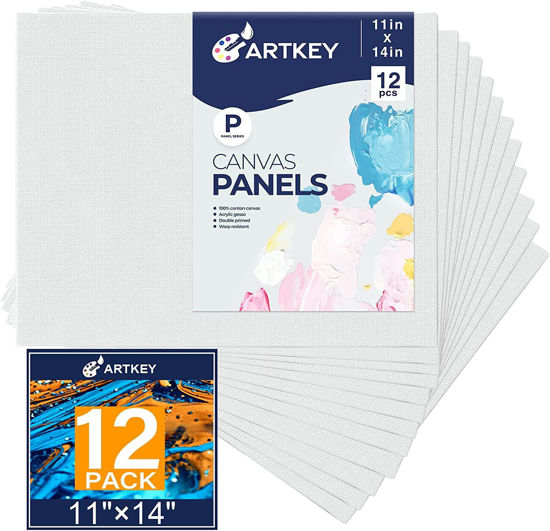 Picture of Canvas Panels 11x14 Inch 12-Pack, 10 oz Double Primed Acid-Free 100% Cotton Canvases for Painting, Blank Flat Canvas Board for Oil Acrylics Watercolor & Tempera Paints