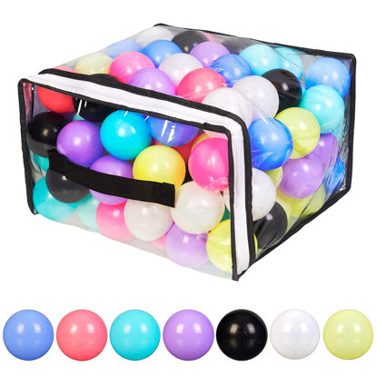 Picture of Vanland Ball Pit Balls for Baby and Toddler Phthalate Free BPA Free Crush Proof Plastic - 7 Bright Colors in Reusable Play Toys for Kids with Storage Bag