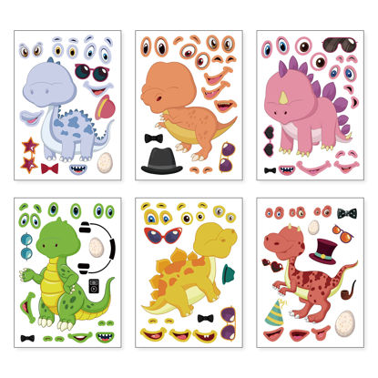 Picture of 24 Sheets 8.27''×5.9'' Make Your Own Dinosaur Stickers for Kids Toddlers, Make a Face Stickers for Kids Party Favors Activities
