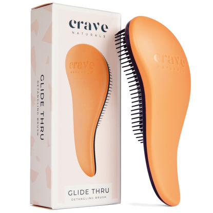 Picture of Crave Naturals Glide Thru Detangling Hair Brush for Adults & Kids Hair - Detangler Brush for Natural, Curly, Straight, Wet or Dry Hair - Hairbrush for Men & Women - 1 Pack - Coral