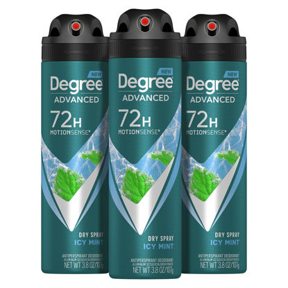 Picture of Degree Men Advanced Antiperspirant Deodorant Dry Spray Icy Mint 3 Count 72-Hour Sweat and Odor Protection Deodorant For Men With MotionSense Technology 3.8 oz