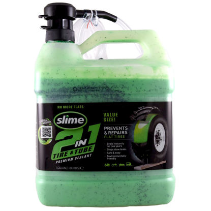 Picture of Slime 10195 2-in-1 Tire & Tube Sealant Puncture Repair Sealant, 2-in-1, Premium, Prevent and Repair, suitable for all off-highway Tires and Tubes, Non-Toxic, Eco-Friendly, 1 Gallon jug
