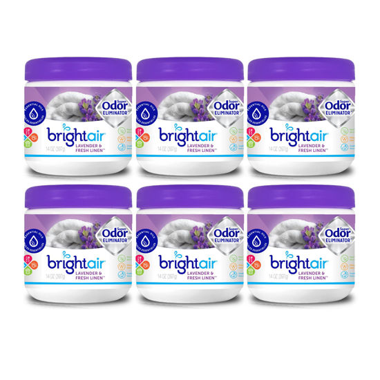 Picture of Bright Air Solid Air Freshener and Odor Eliminator, Lavender and Fresh Linen Scent, 14 Oz Each, 6 Pack
