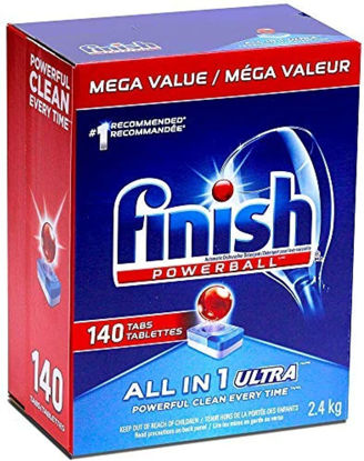 Picture of Finish - All in 1 Ultra - Automatic Dishwasher Detergent - Powerball - Dishwashing Tablets Powerful Clean - Dish Tabs - Fresh Scent - 2.4 KG - 140 Count