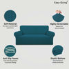 Picture of Easy-Going Stretch Oversized Loveseat Slipcover 1-Piece Sofa Cover Furniture Protector Couch Soft with Elastic Bottom for Kids Polyester Spandex Jacquard Fabric Small Checks Peacock Blue