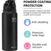 Picture of Fanhaw Insulated Water Bottle with Chug Lid - 20 Oz Double-Wall Vacuum Stainless Steel Reusable Leak & Sweat Proof Sports Water Bottle Dishwasher Safe with Anti-Dust Standard Mouth Lid (Black)