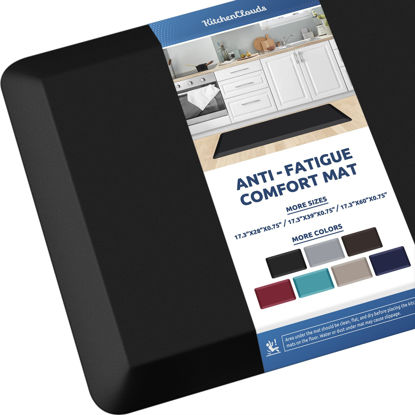 Picture of KitchenClouds Kitchen Mat Cushioned Anti Fatigue Kitchen Rug Non Slip Standing Mat Comfort Floor Mats for Sink Office (17.3"x39"- 0.75inch,Black)