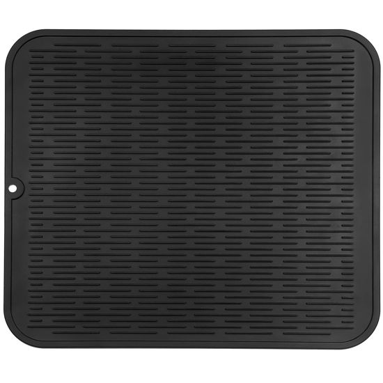Picture of MicoYang Silicone Dish Drying Mat for Multiple Usage,Easy clean,Eco-friendly,Heat-resistant Silicone Mat for Kitchen Counter or Sink,Refrigerator or Drawer Liner Black XXL 24 inches x 18 inches