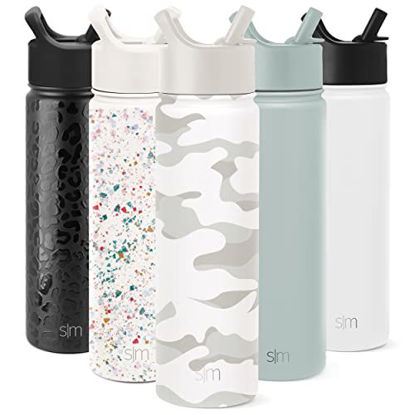 Picture of Simple Modern Camo Water Bottle with Straw Lid Vacuum Insulated Stainless Steel Metal Thermos Bottles | Reusable Leak Proof BPA-Free Flask for Sports | Summit Collection | 22oz, White Camo