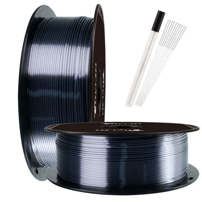 Picture of TTYT3D 3D Printer Shiny Silk Metal Sparkle Black PLA Filament, 1.75mm 3D Printing Material 1Kg Spool Widely Compatible for FDM 3D Printer, Pack with Extra 10pcs 3D Print Tool