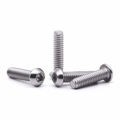 Picture of 1/4-20 x 2-1/2" Button Head Socket Cap Bolts Screws, 304 Stainless Steel 18-8, Allen Hex Drive, Bright Finish, Fully Machine Thread, Pack of 50