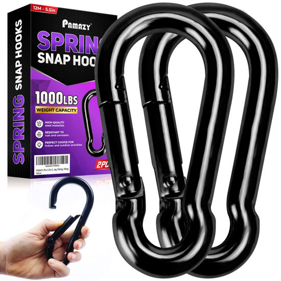 GetUSCart- PAMAZY 2Pcs 5.5In Spring Snap Hooks 1000LBS Capacity, Carabiner  Clip, Heavy Duty Rope Connector, Quick Link Carabiners Spring Snap Hooks  for Indoor & Outdoor, Camping, Climbing, Fishing, Hiking