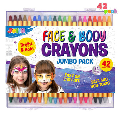 Picture of 42PCS Face and Body Paint Crayons, Face Painting Kit Safe and Non-Toxic Ultimate Party Pack Including 14 Metallic Colors for Birthday Makeup Party Supplies, Festivals, Gifts for Kids Girls Boys