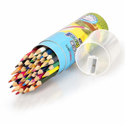Picture of Deli 36 Pack Colored Pencils with Built-in Sharpener in Tube Cap, Vibrant Color Presharpened Pencils for School Kids Teachers, Soft Core Art Drawing Pencils for Coloring, Sketching, and Painting