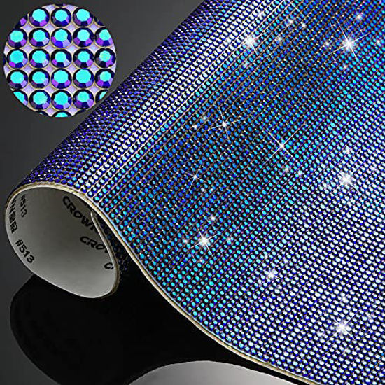 Picture of 12000 Pieces Bling Bling Rhinestone Sheet Rhinestones Sticker DIY Car Decoration Sticker Self Adhesive Glitter Rhinestones Crystal Gem Stickers for Car Decoration, 9.4 x 7.9 Inch (Royal Blue AB Color)