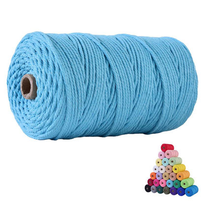 Picture of FLIPPED 100% Natural Cotton Macrame Cord,3mm x220 Yards Macrame Cords Colored Cotton Macrame Rope Craft Cord for DIY Crafts Knitting Plant Hangers Christmas Wedding Decor(Sky Blue, 3mm220yards)