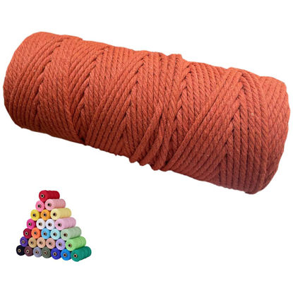 Picture of FLIPPED 100% Natural Macrame Cotton Cord,3mm x109 Yards Macrame Cords Colored Cotton Macrame Rope Craft Cord for DIY Crafts Knitting Plant Hangers Christmas Wedding Decor (Reddish Brown, 3mm109yards)