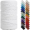 Picture of NOANTA White Macrame Cord 4mm x 109yards, Colored Macrame Rope, Cotton Rope Macrame Yarn, Colorful Cotton Craft Cord for Wall Hanging, Plant Hangers, Crafts, Knitting