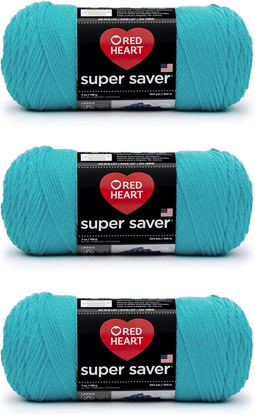 Picture of Red Heart Super Saver Turqua Yarn - 3 Pack of 198g/7oz - Acrylic - 4 Medium (Worsted) - 364 Yards - Knitting/Crochet