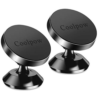 Picture of 【2-PACK】Magnetic phone holder for car, [ Super Strong Magnet ] [ with 4 Metal Plate ] iPhone Magnetic car mount for cell phone, [ 360° Rotation ] Universal Dashboard car Mount Fits All Smartphones