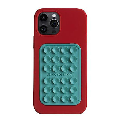 Picture of || OCTOBUDDY || Silicone Suction Phone CASE Adhesive Mount || Compatible with iPhone and Android Cellphone Cases, Anti-Slip Hands-Free Mobile Accessory Holder for Selfies and Videos (Turquoise)