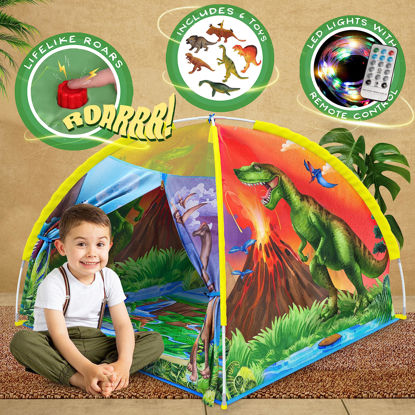 Picture of W&O Dino Super Dome with Roar Button, Dinosaur Toys and LED Lights - Epic Tent Indoor & Outdoor, Pop Up Play House for Kids, Boys & Girls