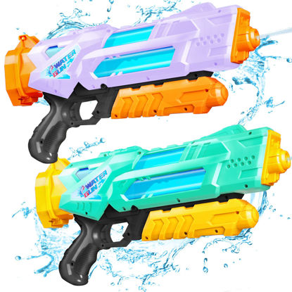 Picture of Super Water Guns for Kids Adults - 2 Pack 1200cc Super Water Blaster Soaker Squirt Guns with Excellent Range - Ideas Gift Toys for Summer Outdoor Swimming Pool Beach Sand Water Fighting Play