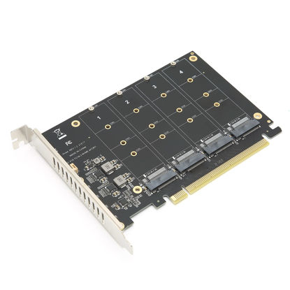 Picture of Zunate M.2 NVME to PCIe X16 Adapter, M Key Hard Drive Converter Reader Expansion Card, 4 Port NVMe to PCI-e Host Controller Expansion Card (ph44)