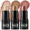 Picture of FOCALLURE 3 Pcs Cream Contour Sticks,Shades with Highlighter & Bronzer & Blush,Non-greasy and Water-resistant Face Contouring Pen,Easy to Sculpt the Face and Create a Lightweight Finishing Makeup,MEDIUM