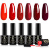 Picture of MEFA Red Gel Nail Polish Set, 6 Colors Bloody Mary Collection Gel Polish Kit Popular Red Burgundy Rose Glitter Soak Off Nail Art Design Manicure DIY at Home Salon Gifts for Women