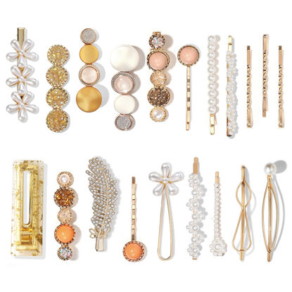 Picture of Mehayi 20 PCS Hair Accessories for Decorative Party Wedding, Pearl Hair Clips Set Fashion Korean Acrylic Resin Hair Barrettes, Bobby Pins Hairpins for Women and Ladies Girls Headwear Styling Tools