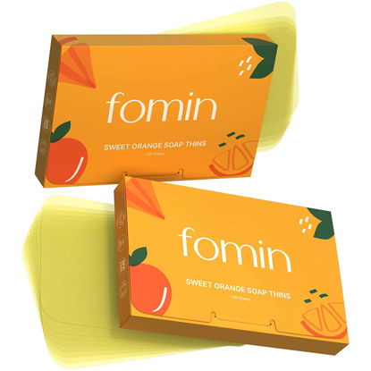Picture of FOMIN - Antibacterial Paper Soap Sheets for Hand Washing - (200 Sheets) Orange Portable Travel Soap Sheets, Dissolvable Camping Mini Soap, Portable Soap Sheets