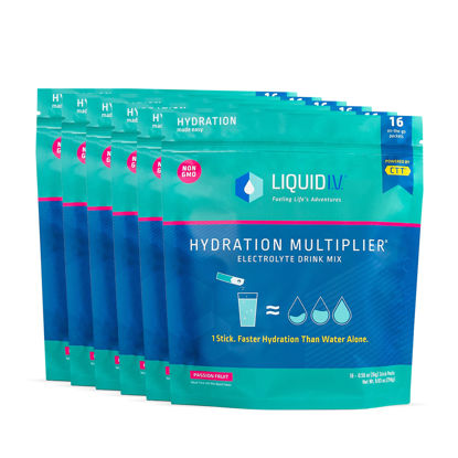 Picture of Liquid I.V. Hydration Multiplier - Passion Fruit - Hydration Powder Packets | Electrolyte Drink Mix | Easy Open Single-Serving Stick | Non-GMO | 96 Sticks