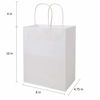 Picture of bagmad 100 Pack Sturdy Medium White Kraft Paper Bags with Handles Bulk, Thicken Gift Bags 8x4.75x10 inch, Craft Grocery Shopping Retail Party Favors Wedding Bags Sacks (White, 100pcs)