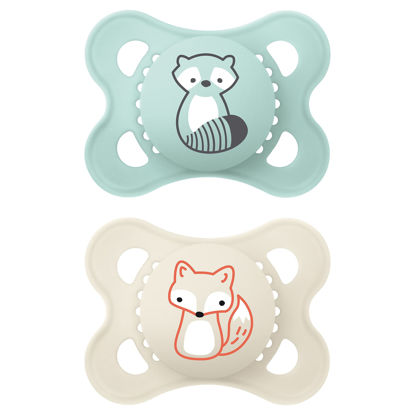 Picture of MAM Original Matte Baby Pacifier, Nipple Shape Helps Promote Healthy Oral Development, Sterilizer Case, Boy, 0-6 (Pack of 2)
