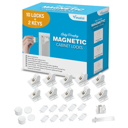 Picture of Vmaisi Adhesive Magnetic Locks for Cabinets & Drawers (10 Locks and 2 Keys)