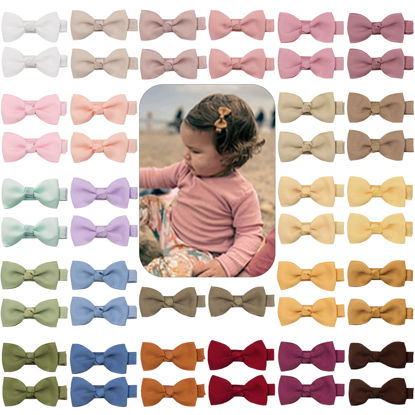 Picture of CELLOT Baby Hair Clips Baby Girls Fully Lined Baby Bows Hair Pins Tiny 2" Hair Bows Alligator Clips for Girls Infants Toddlers (2 Inch (Pack of 50), Pastel Colors)